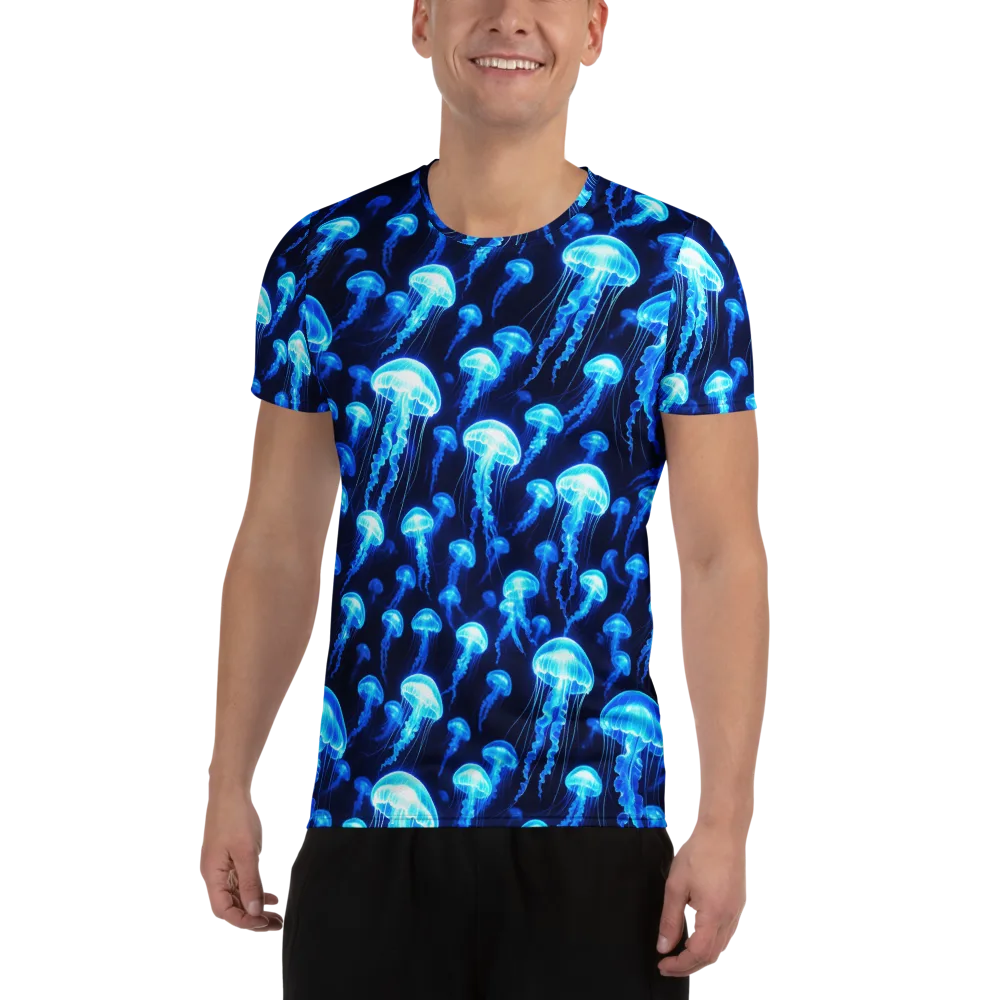 Blue Lanterns on Men's Athletic T-Shirt — Front