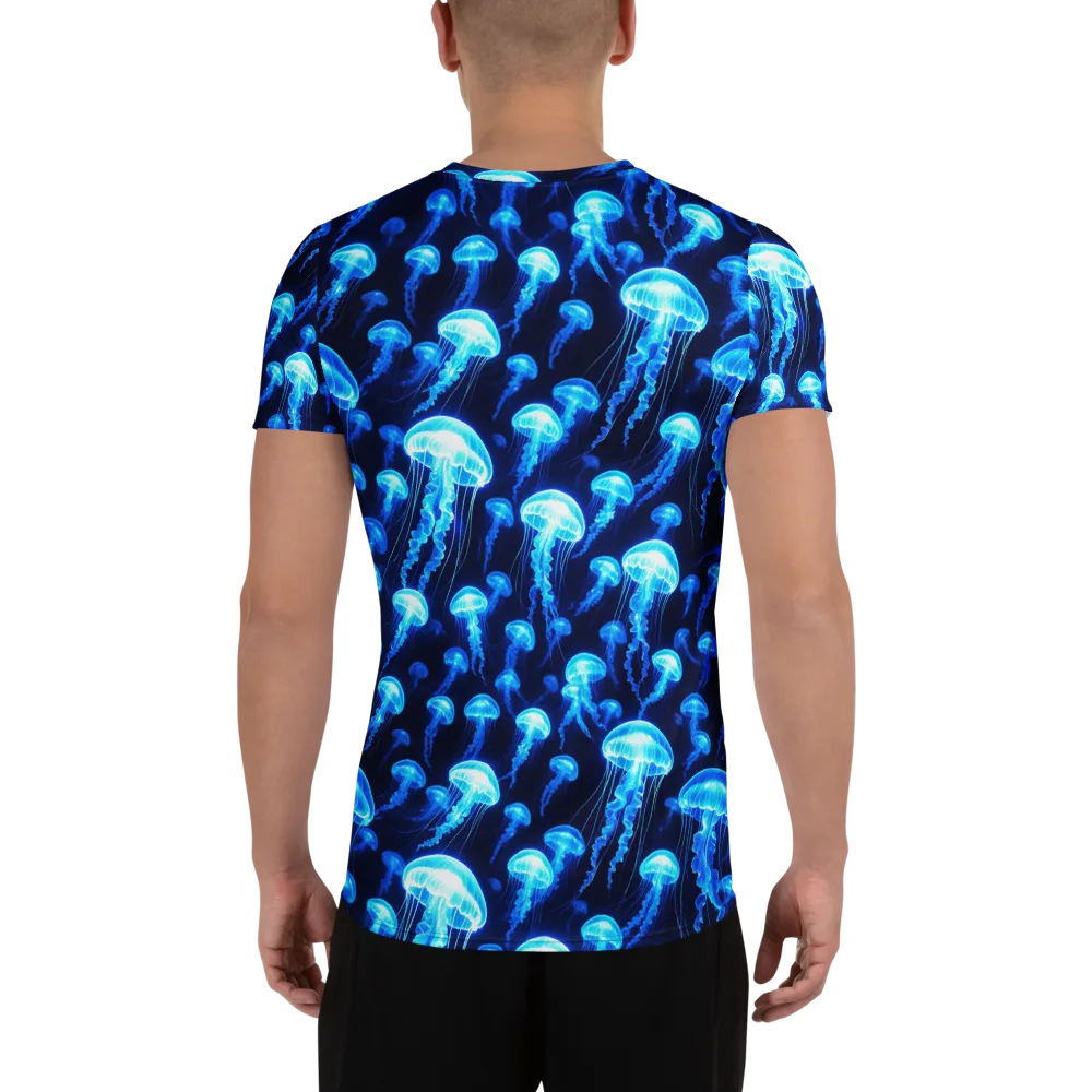 Blue Lanterns on Men's Athletic T-Shirt — Back