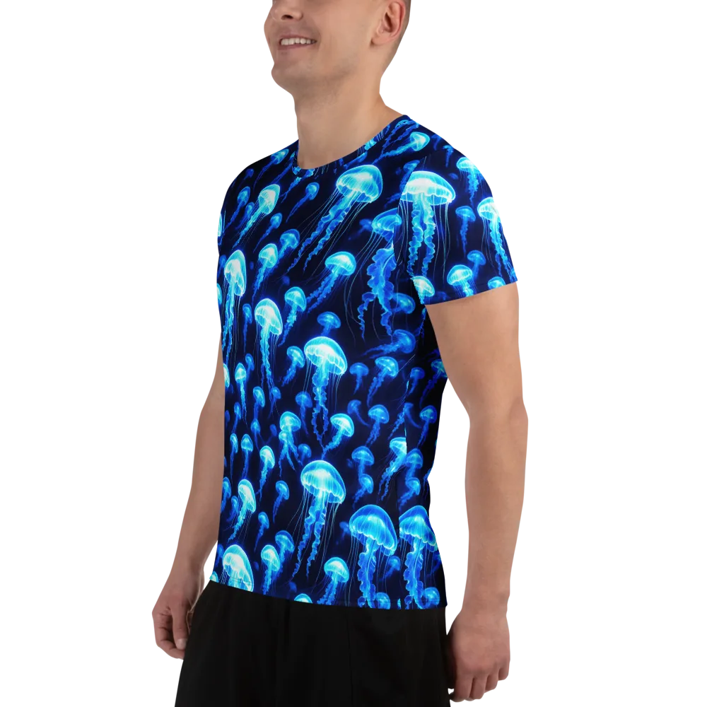 Blue Lanterns on Men's Athletic T-Shirt — Left
