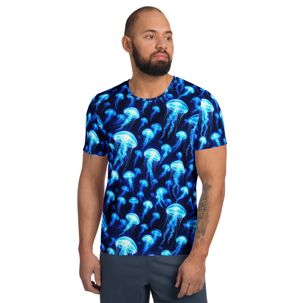 Blue Lanterns on Men's Athletic T-Shirt — Front