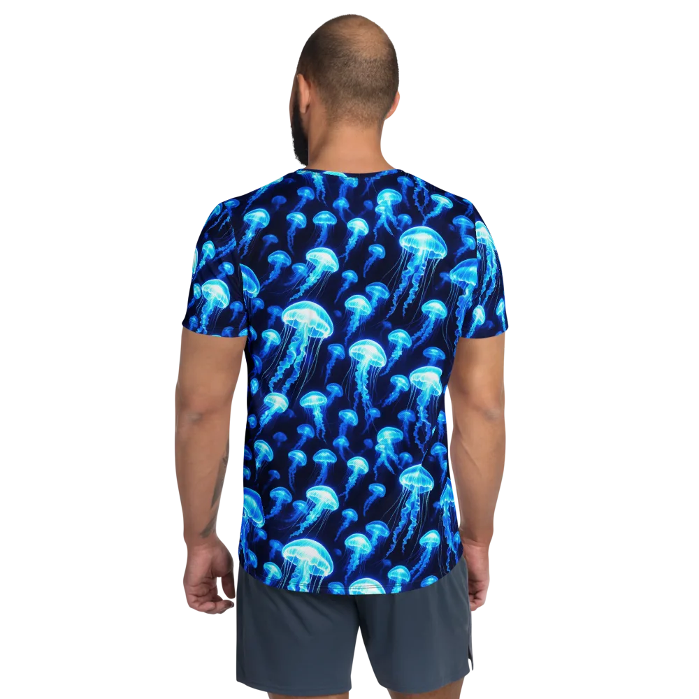 Blue Lanterns on Men's Athletic T-Shirt — Back