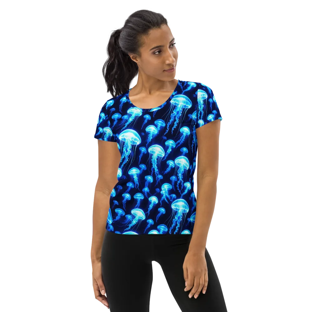 Blue Lanterns on Women's Athletic T-Shirt — Front