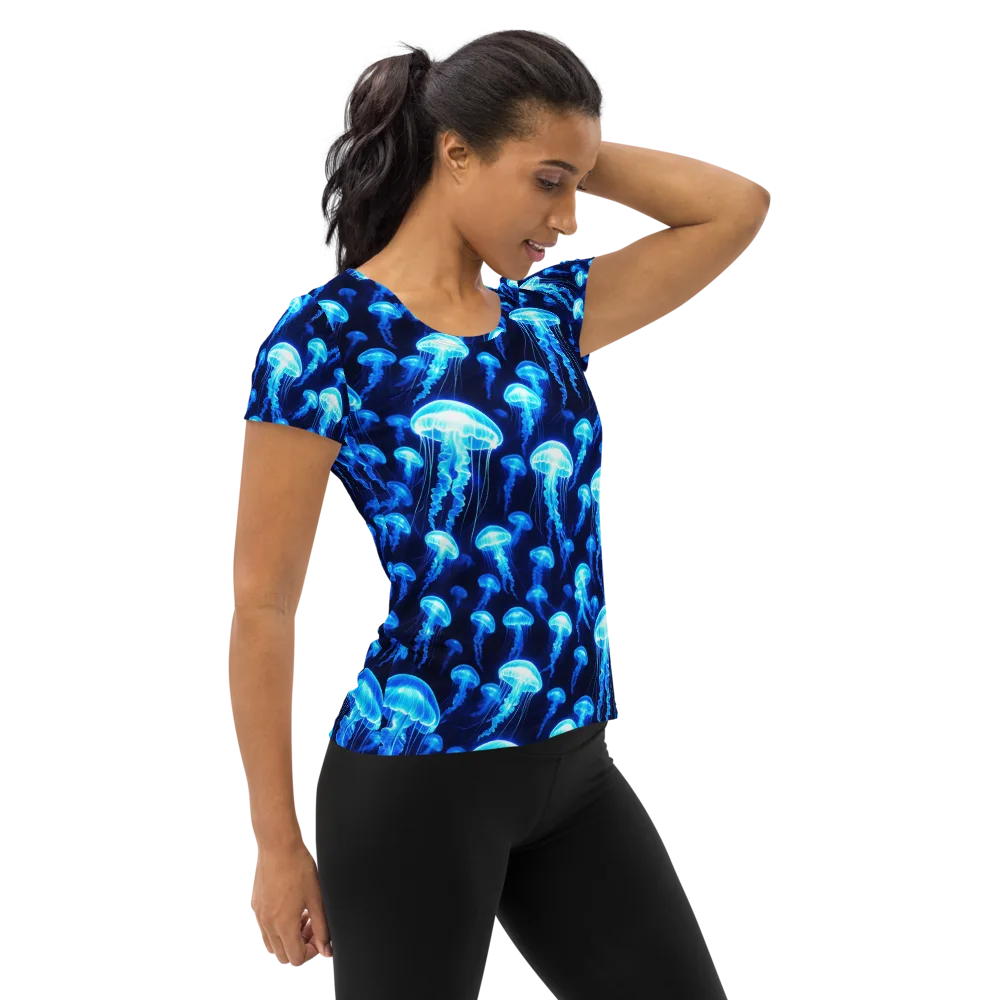 Blue Lanterns on Women's Athletic T-Shirt — Right
