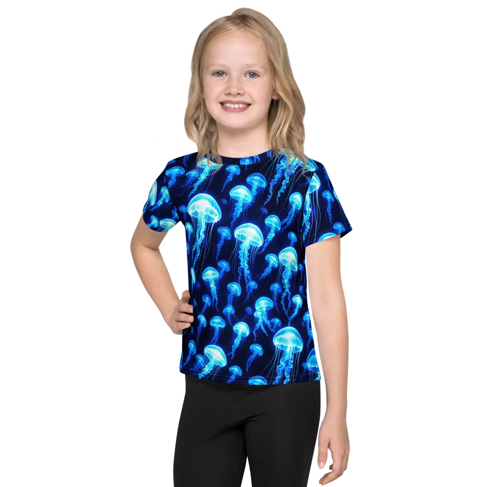 Blue Lanterns on Kids Crew Neck T-Shirt — Front