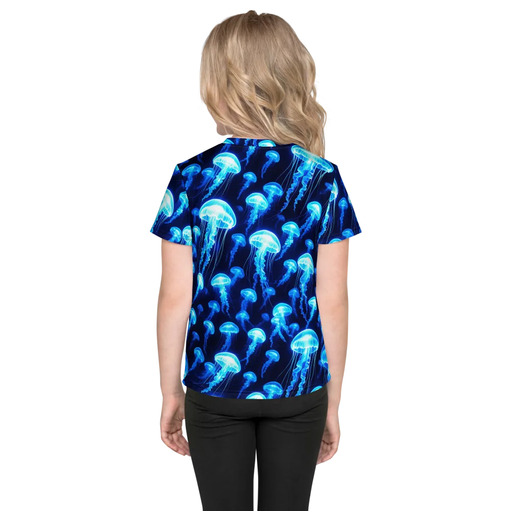 Blue Lanterns on Kids Crew Neck T-Shirt — Back