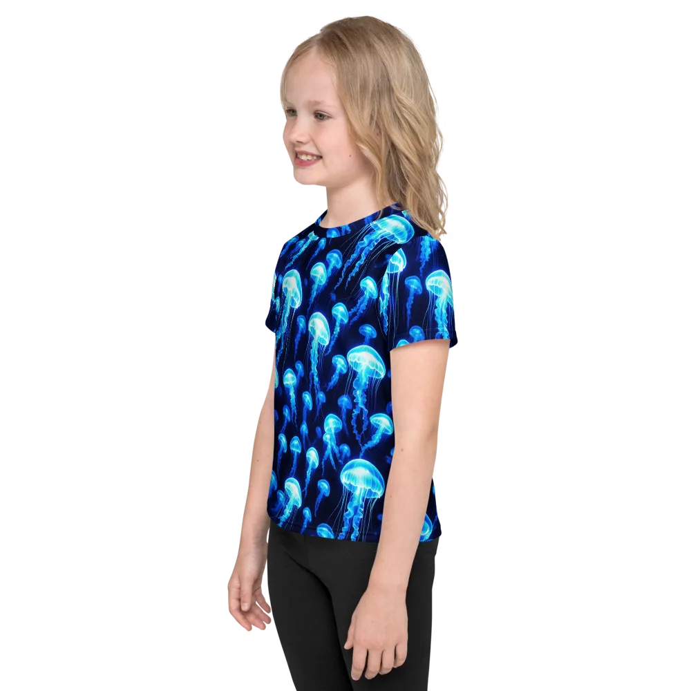 Blue Lanterns on Kids Crew Neck T-Shirt — Left