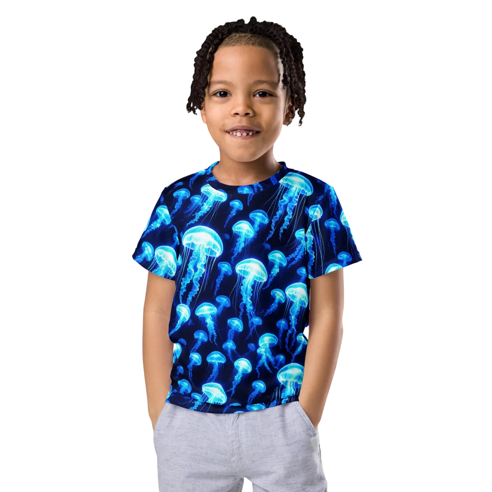 Blue Lanterns on Kids Crew Neck T-Shirt — Front