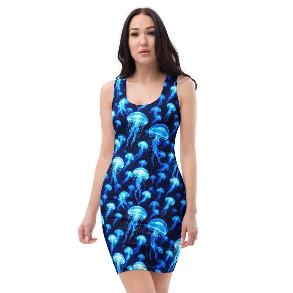 Blue Lanterns on Bodycon Dress — Front