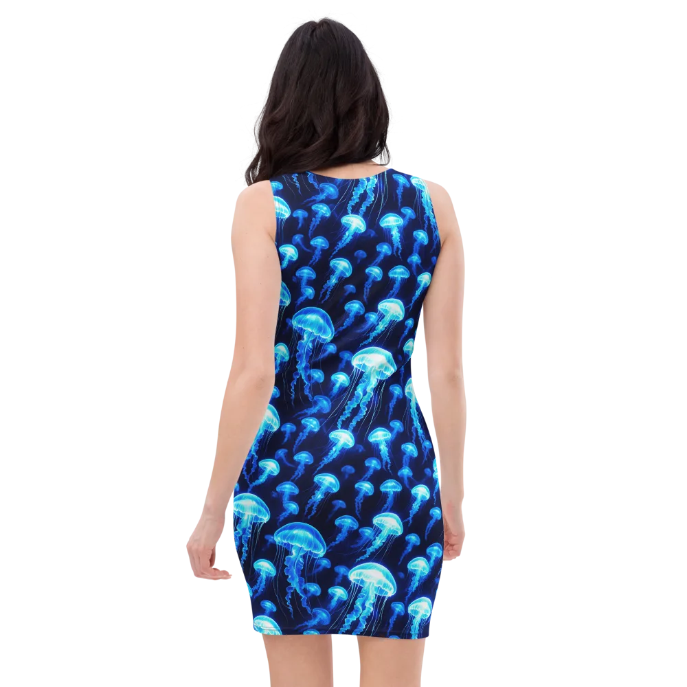 Blue Lanterns on Bodycon Dress — Back