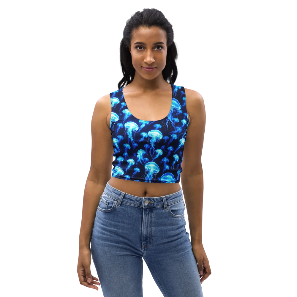 Blue Lanterns on Crop Top — Front