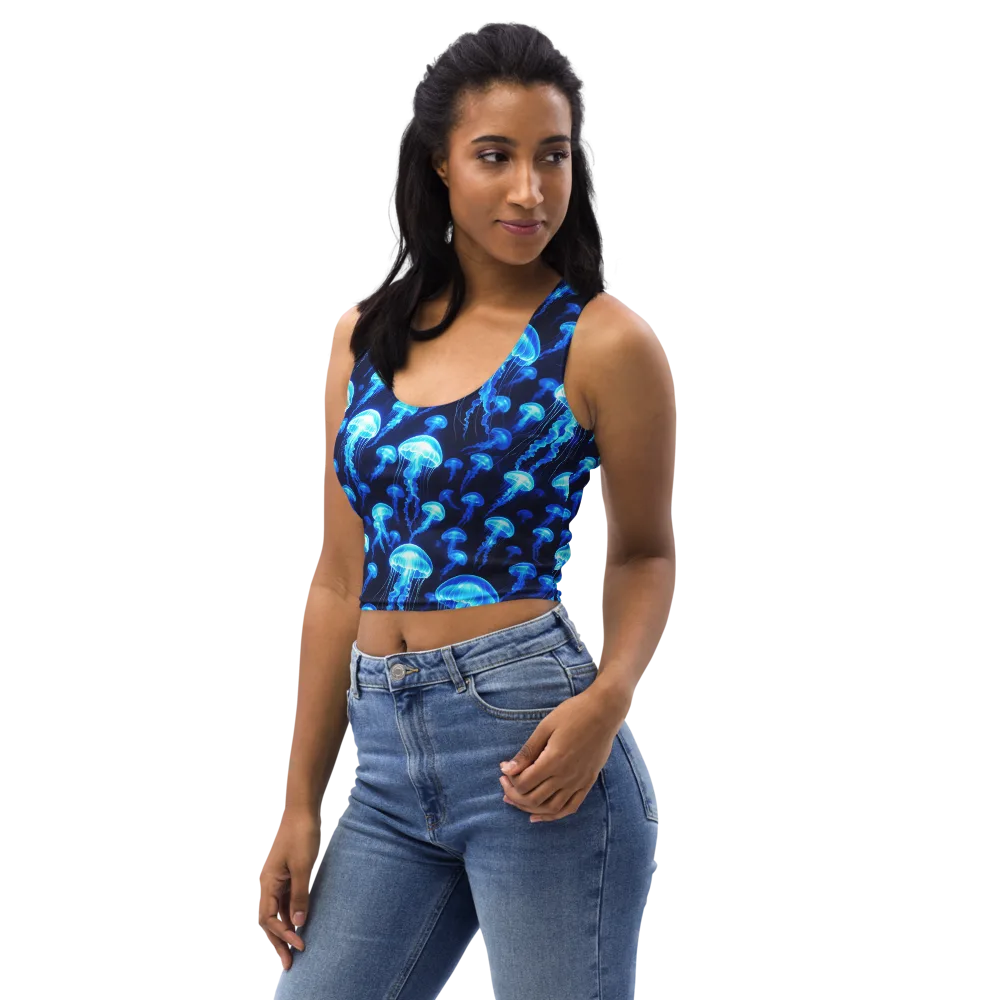 Blue Lanterns on Crop Top — Left Front