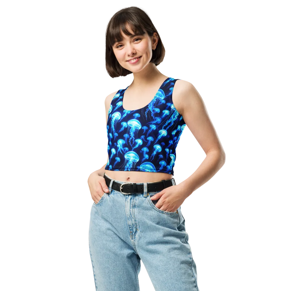 Blue Lanterns on Crop Top — Front