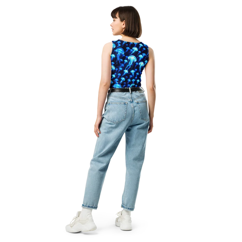 Blue Lanterns on Crop Top — Back