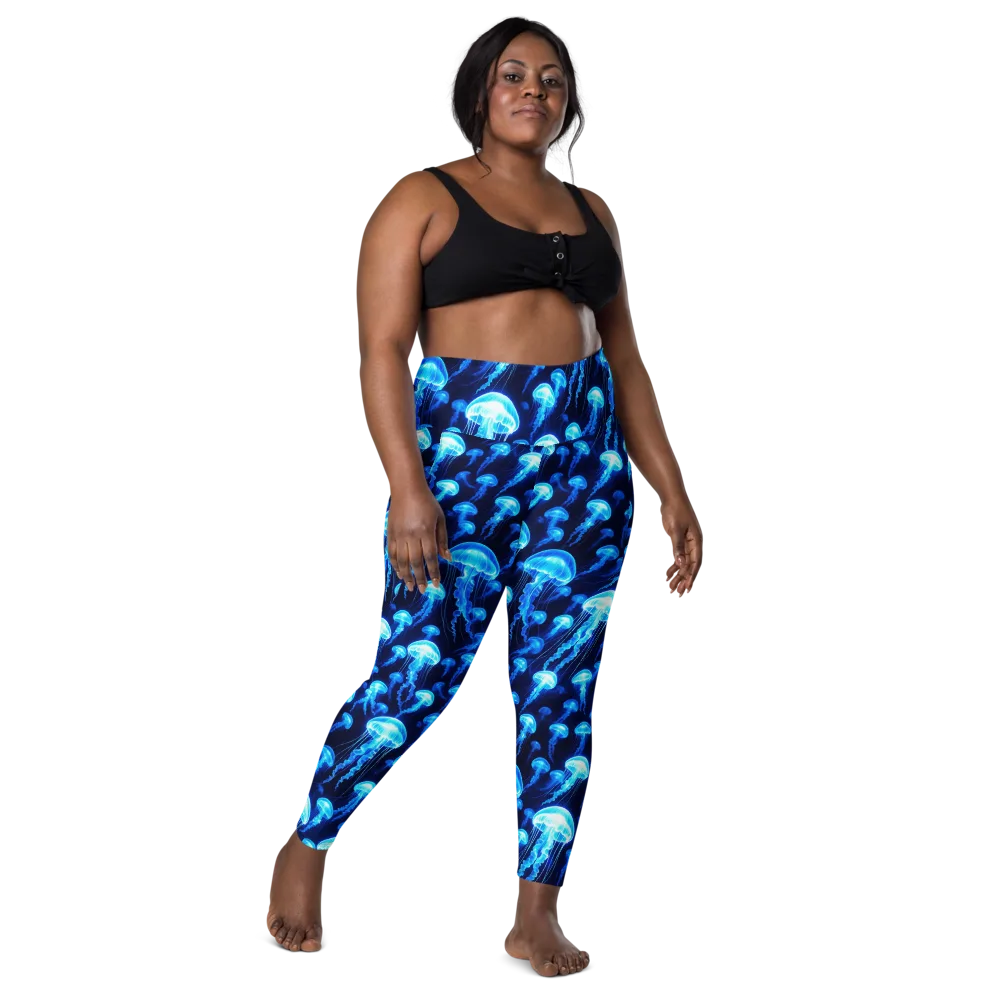 Blue Lanterns on Leggings with Pockets — Front