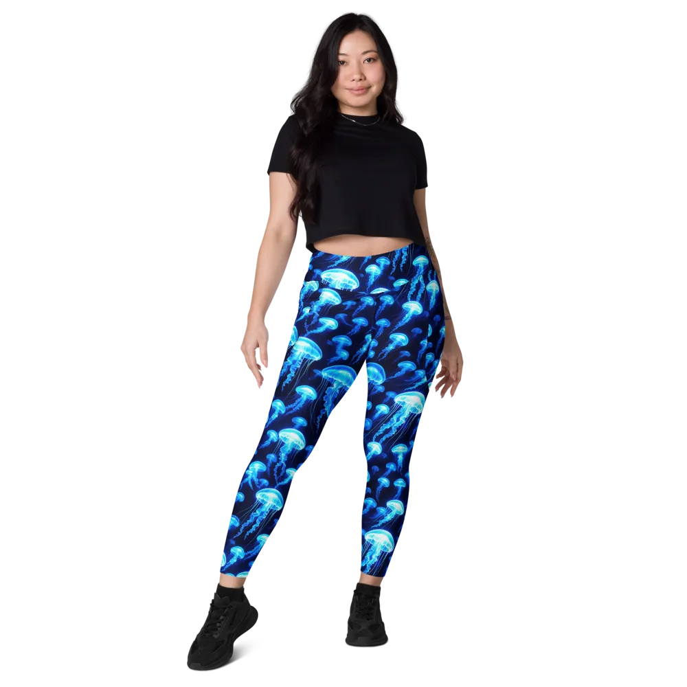 Blue Lanterns on Leggings with Pockets — Front
