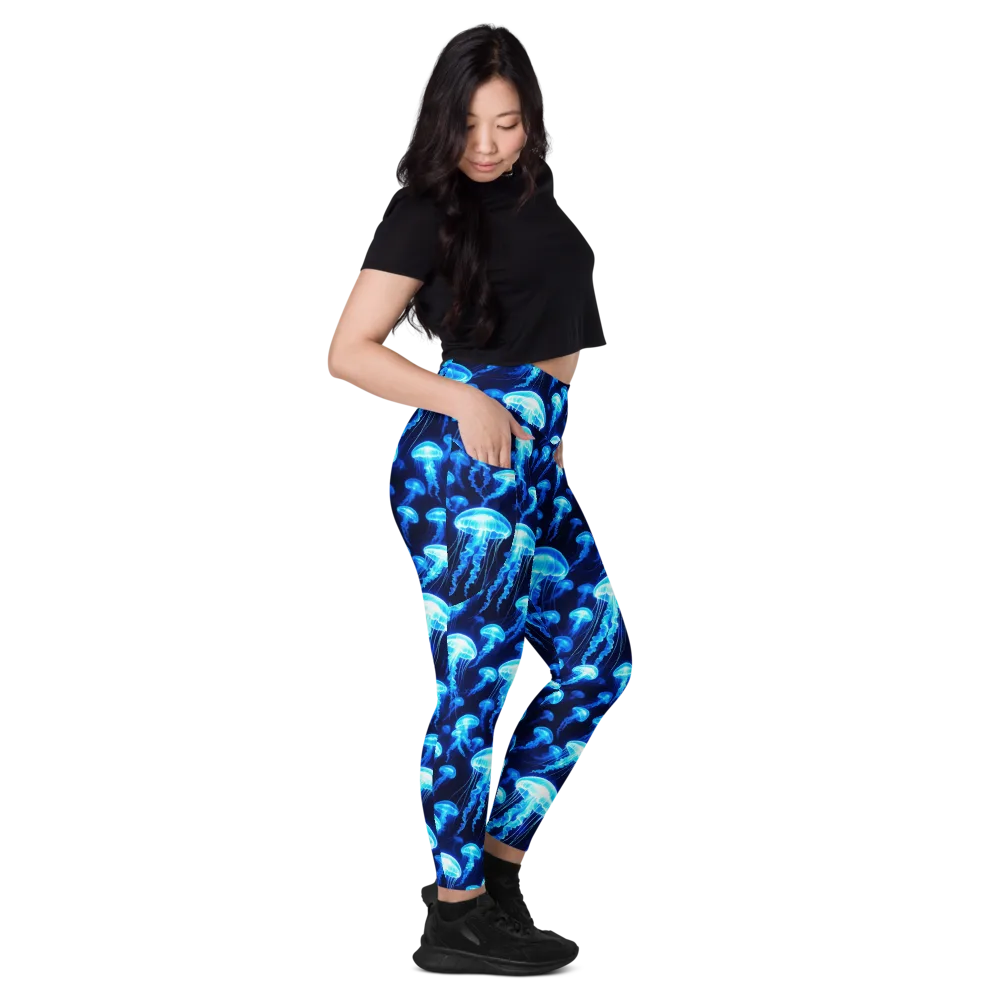 Blue Lanterns on Leggings with Pockets — Right