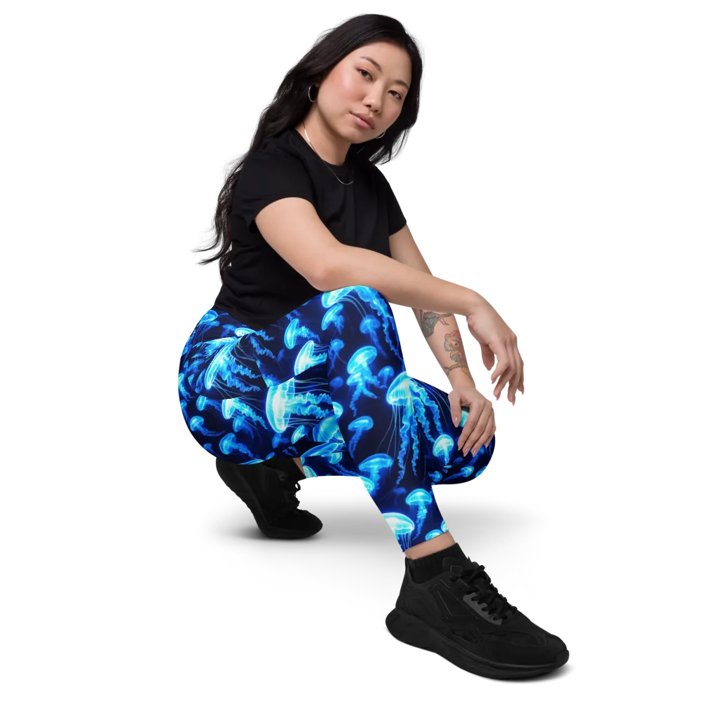 Blue Lanterns on Leggings with Pockets — Right Front