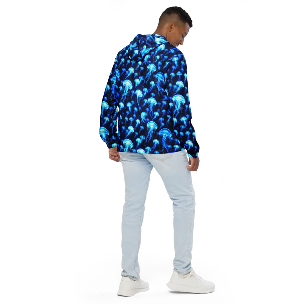 Blue Lanterns on Men's Windbreaker — Back