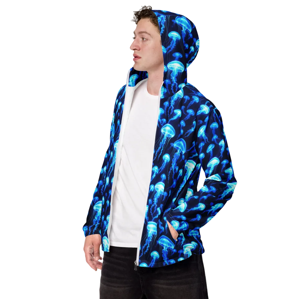 Blue Lanterns on Men's Windbreaker — Left Front