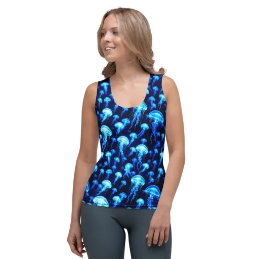 Blue Lanterns on a Women's Tank Top