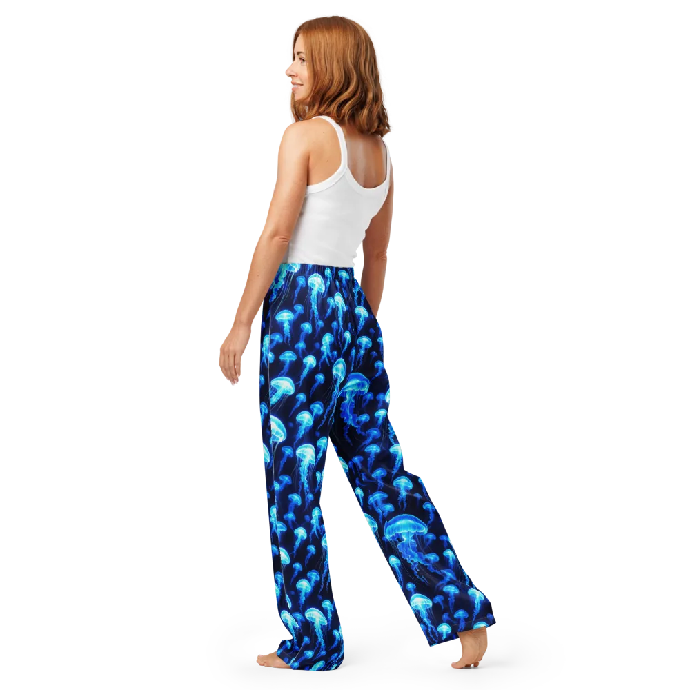 Blue Lanterns on Women's Pajama Pants — Back