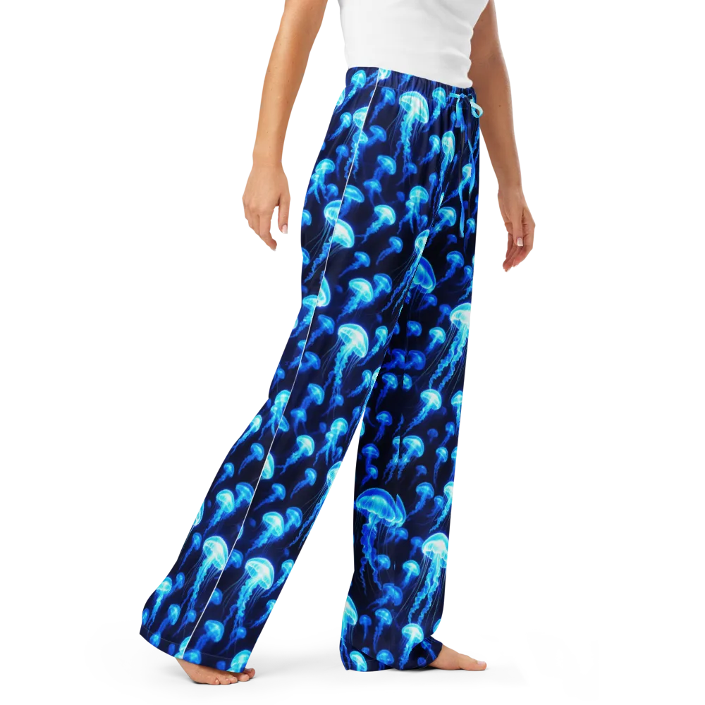 Blue Lanterns on Women's Pajama Pants — Right Front