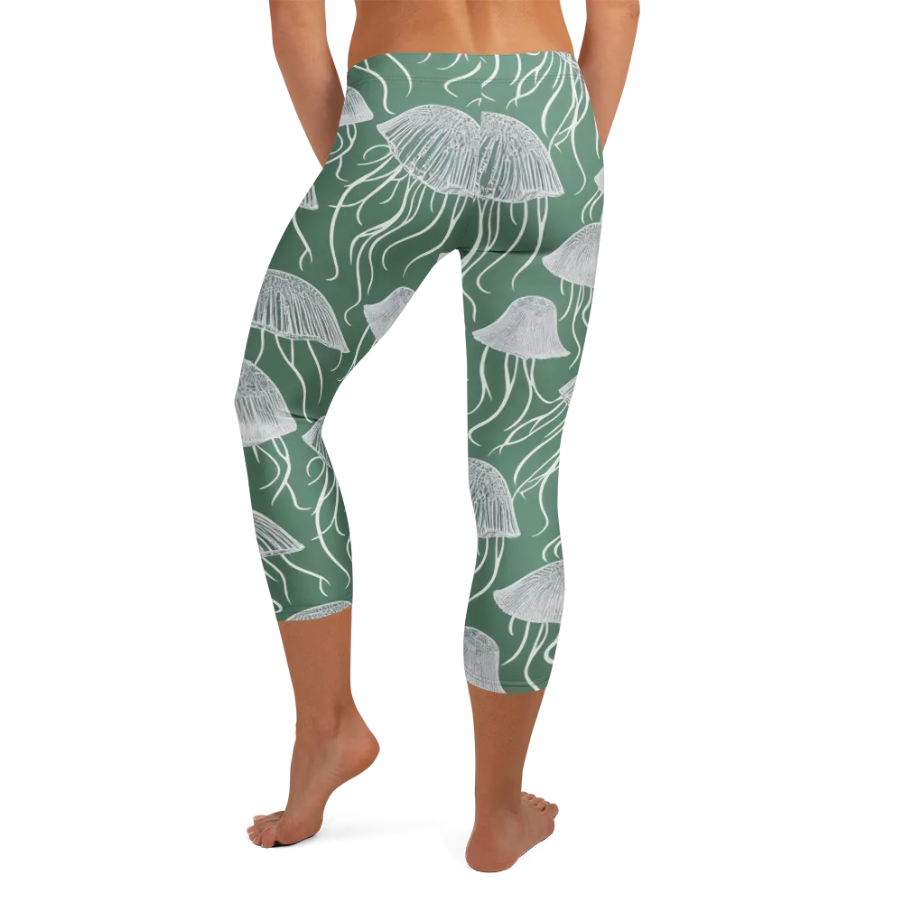 Seafoam Drift on Capri Leggings — Back