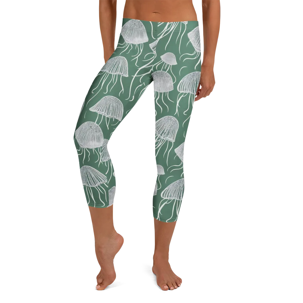 Seafoam Drift on Capri Leggings — Front