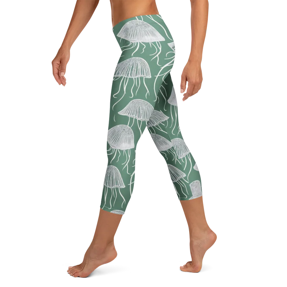 Seafoam Drift on Capri Leggings — Left