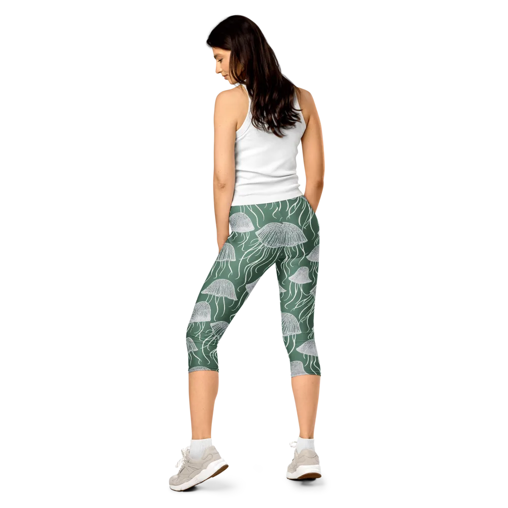 Seafoam Drift on Capri Leggings — Back