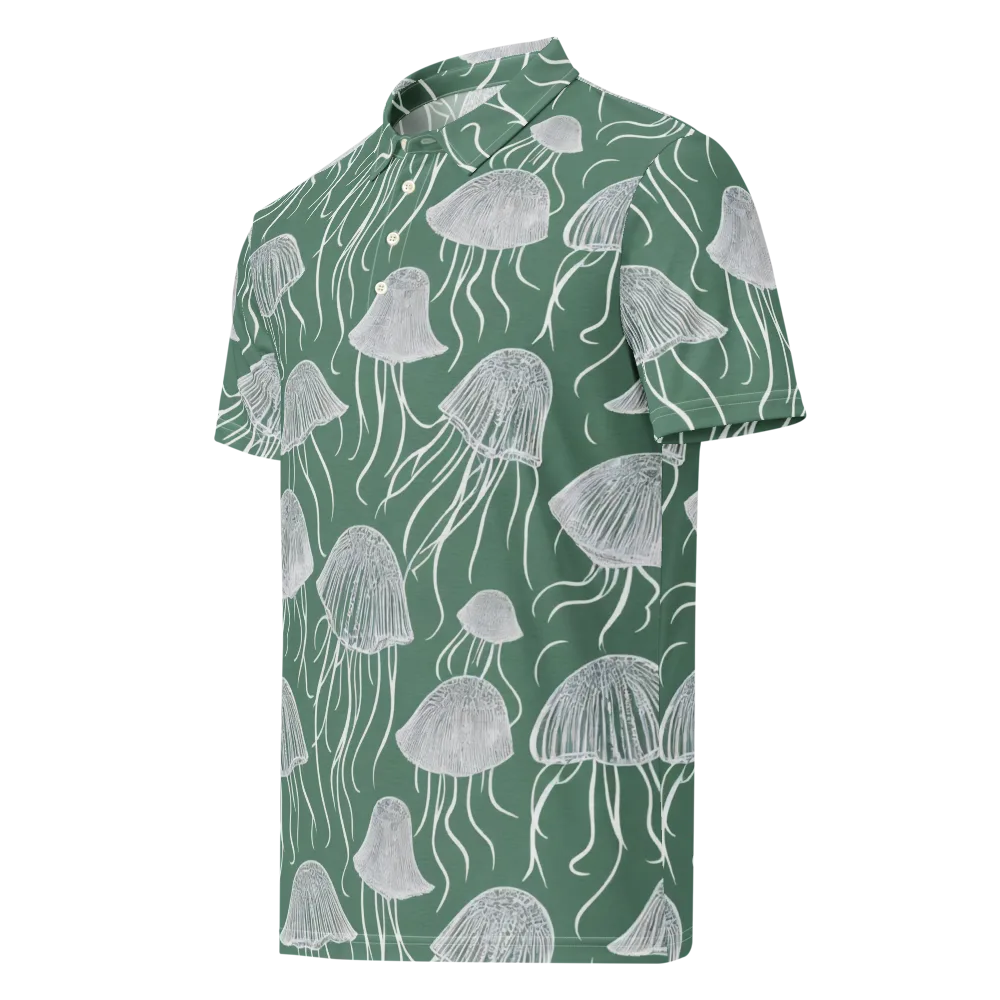 Seafoam Drift on Men's Slim Fit Polo Shirt — Left Front