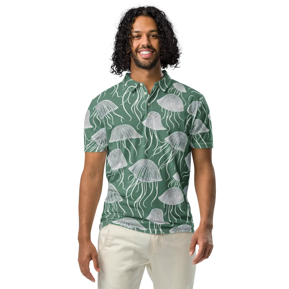 Seafoam Drift on Men's Slim Fit Polo Shirt — Front