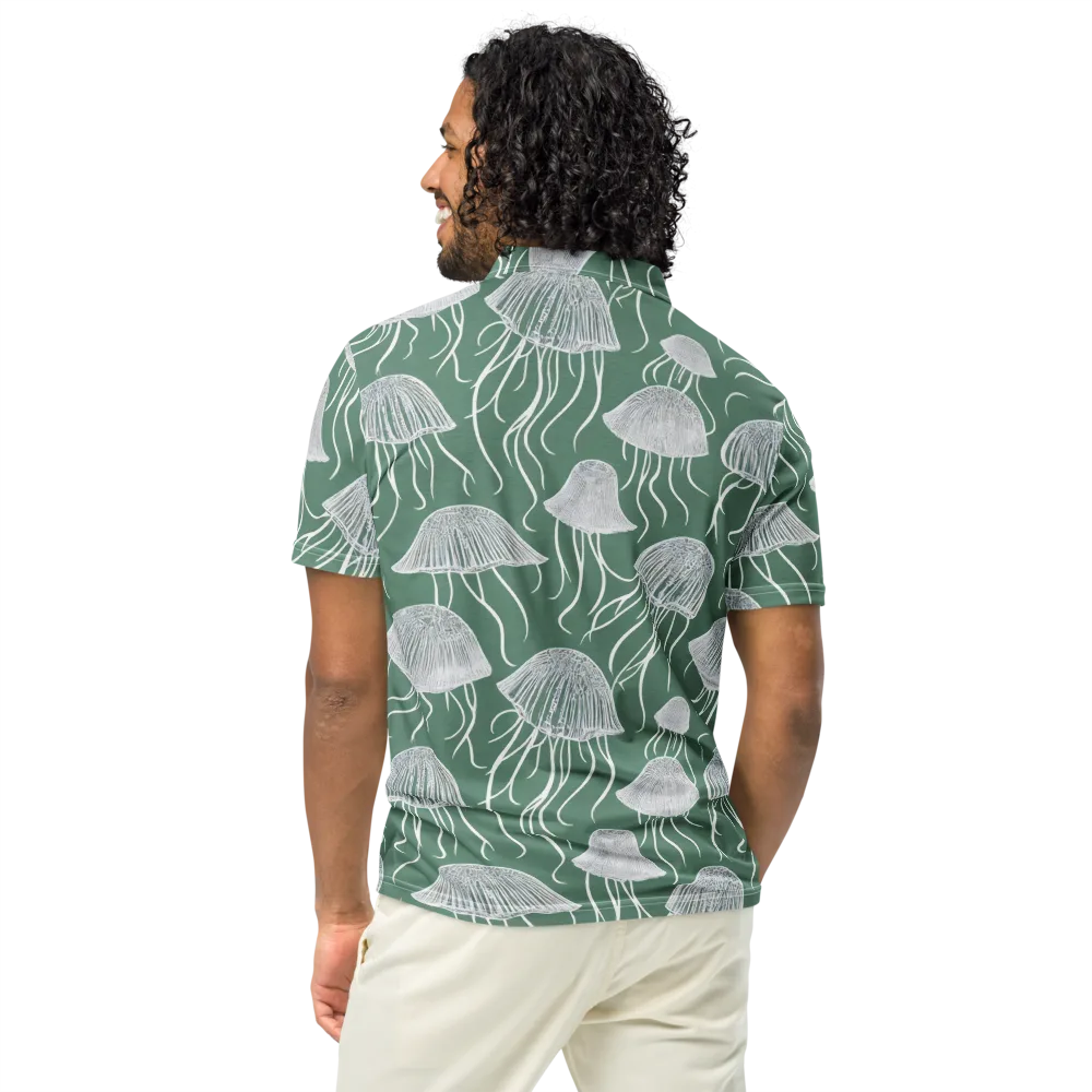 Seafoam Drift on Men's Slim Fit Polo Shirt — Back