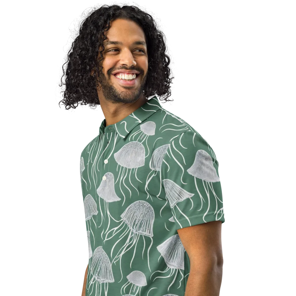 Seafoam Drift on Men's Slim Fit Polo Shirt — Left Front