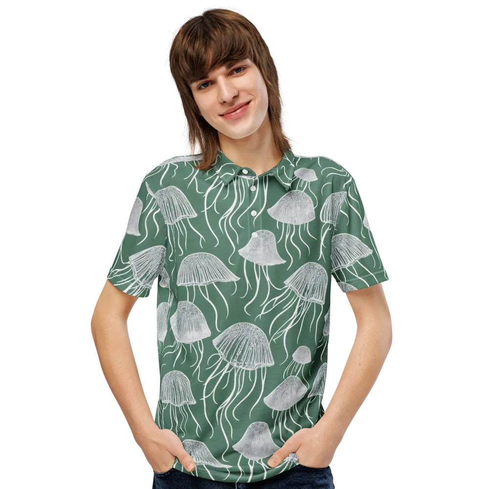 Seafoam Drift on Men's Slim Fit Polo Shirt — Front