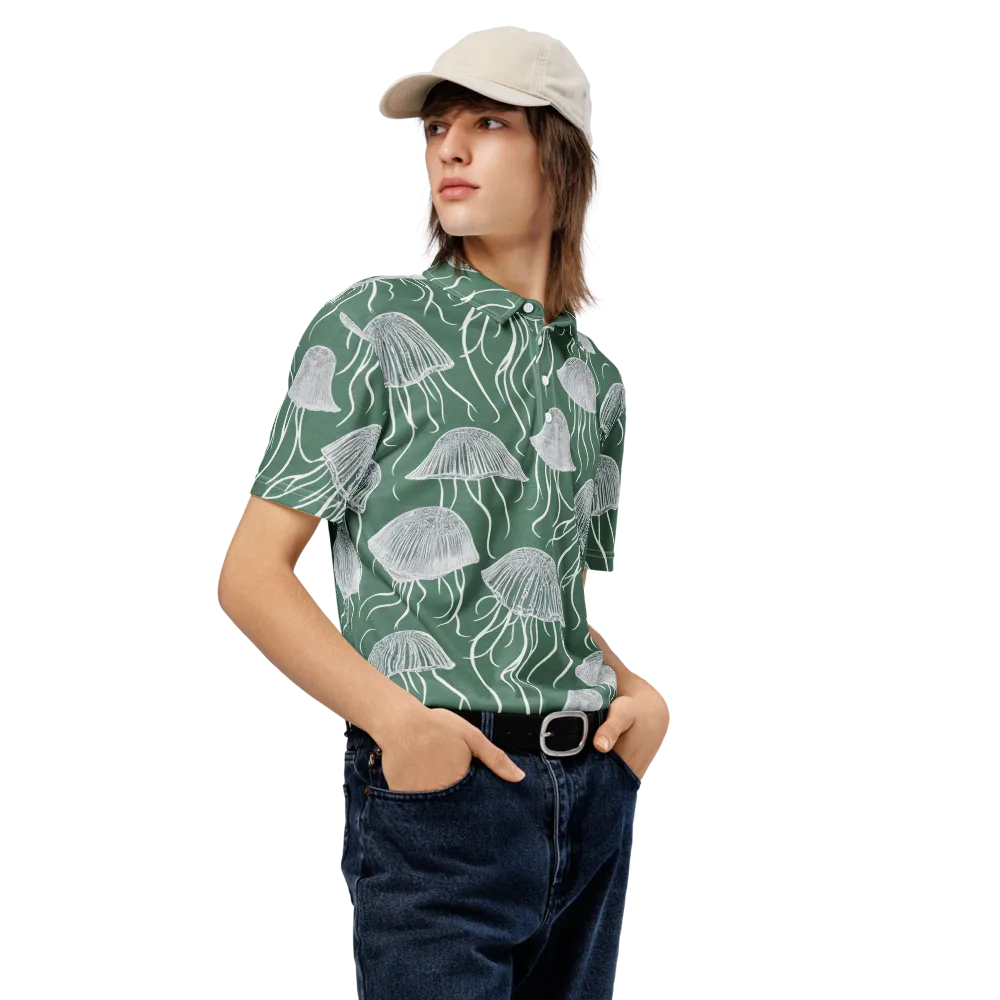 Seafoam Drift on Men's Slim Fit Polo Shirt — Right Front