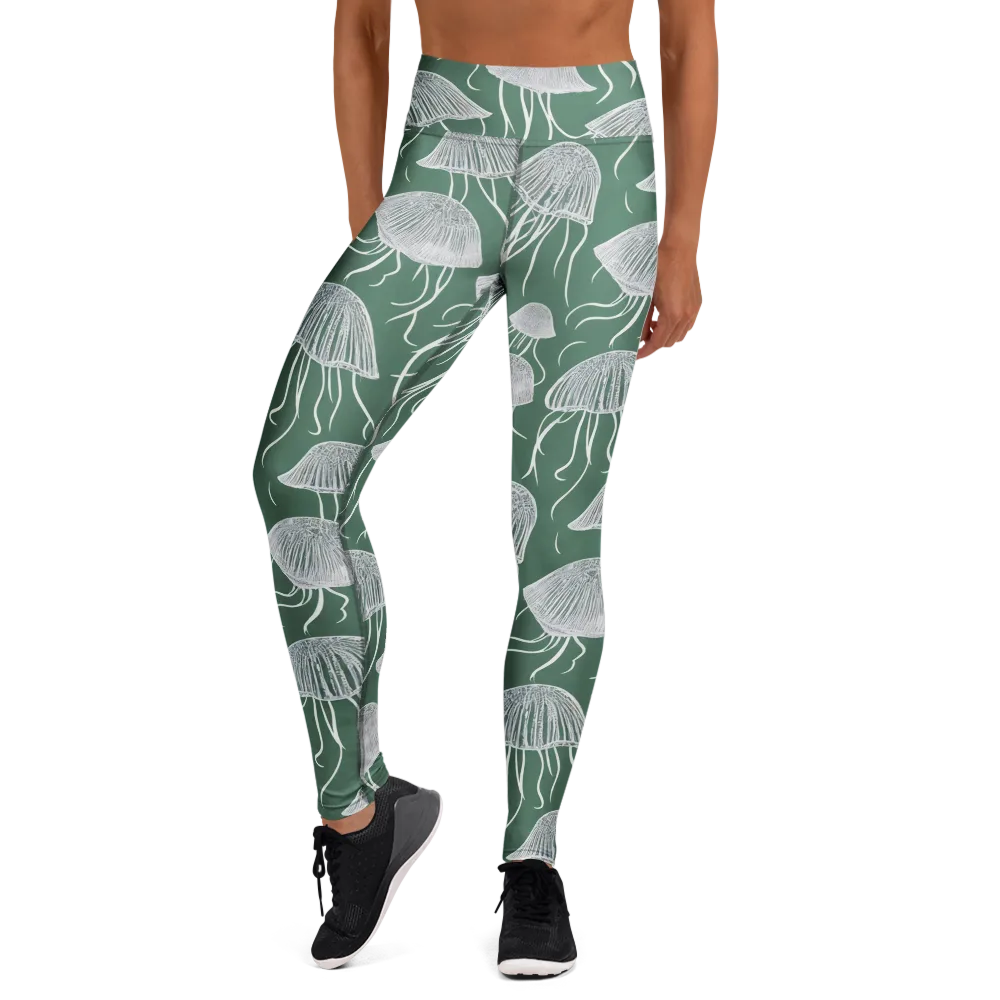 Seafoam Drift on Yoga Leggings — Front
