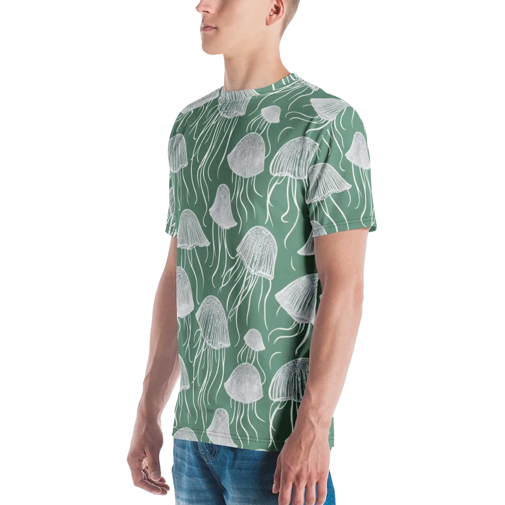 Seafoam Drift on Men's Crew Neck T-Shirt — Left