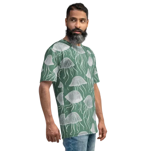 Seafoam Drift on a Men's Crew Neck T-Shirt