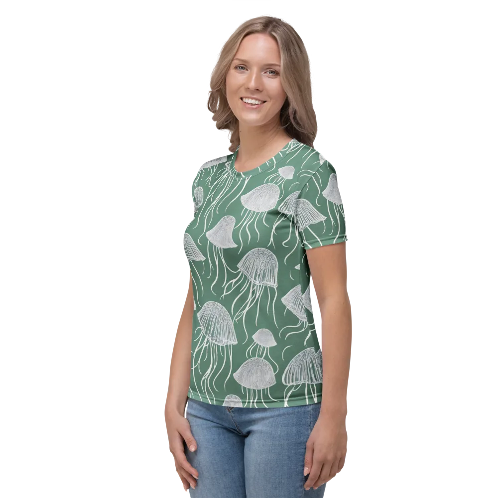 Seafoam Drift on Women's Crew Neck T-Shirt — Left