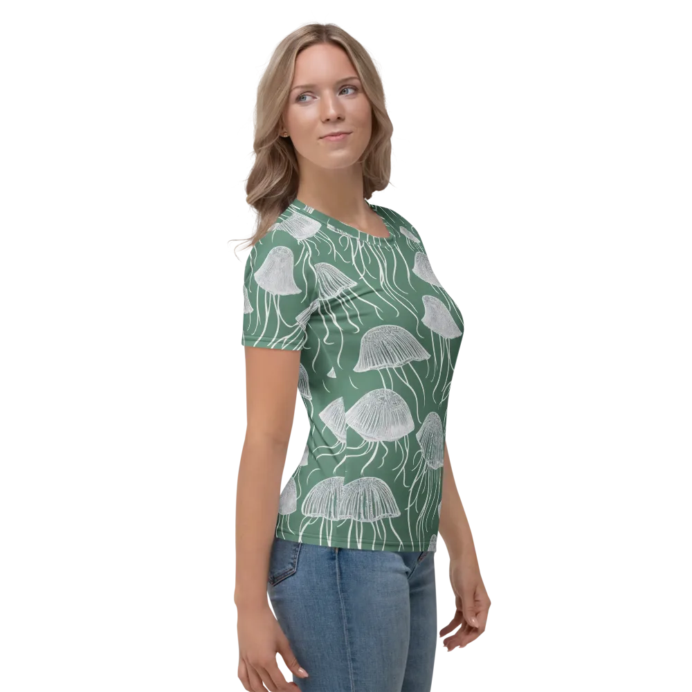 Seafoam Drift on Women's Crew Neck T-Shirt — Right