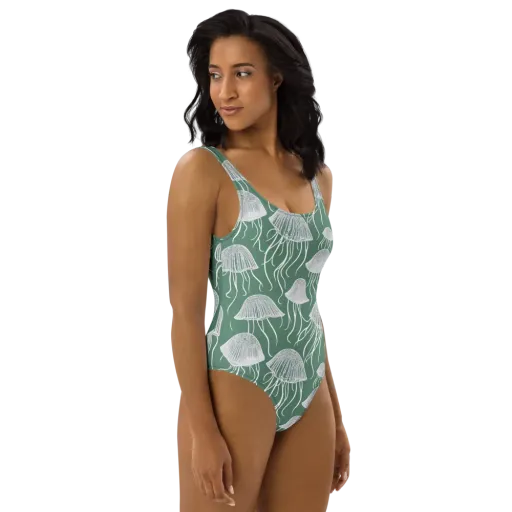 Seafoam Drift on a One-Piece Swimsuit
