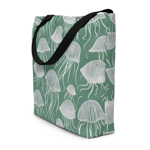 Seafoam Drift on a Large Tote Bag W/ Pocket