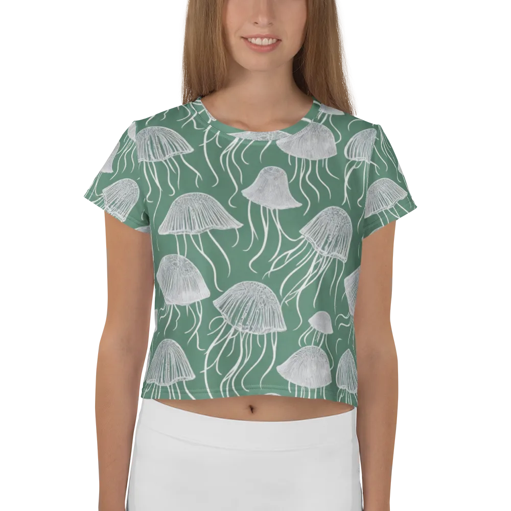 Seafoam Drift on Crop Tee — Front