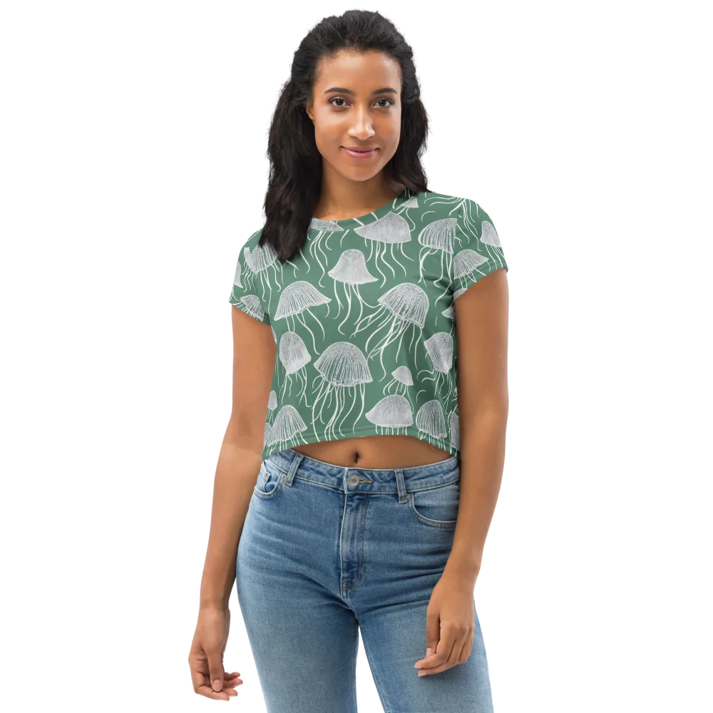 Seafoam Drift on Crop Tee — Front