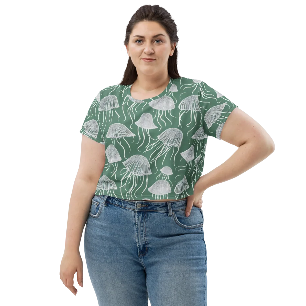 Seafoam Drift on Crop Tee — Front
