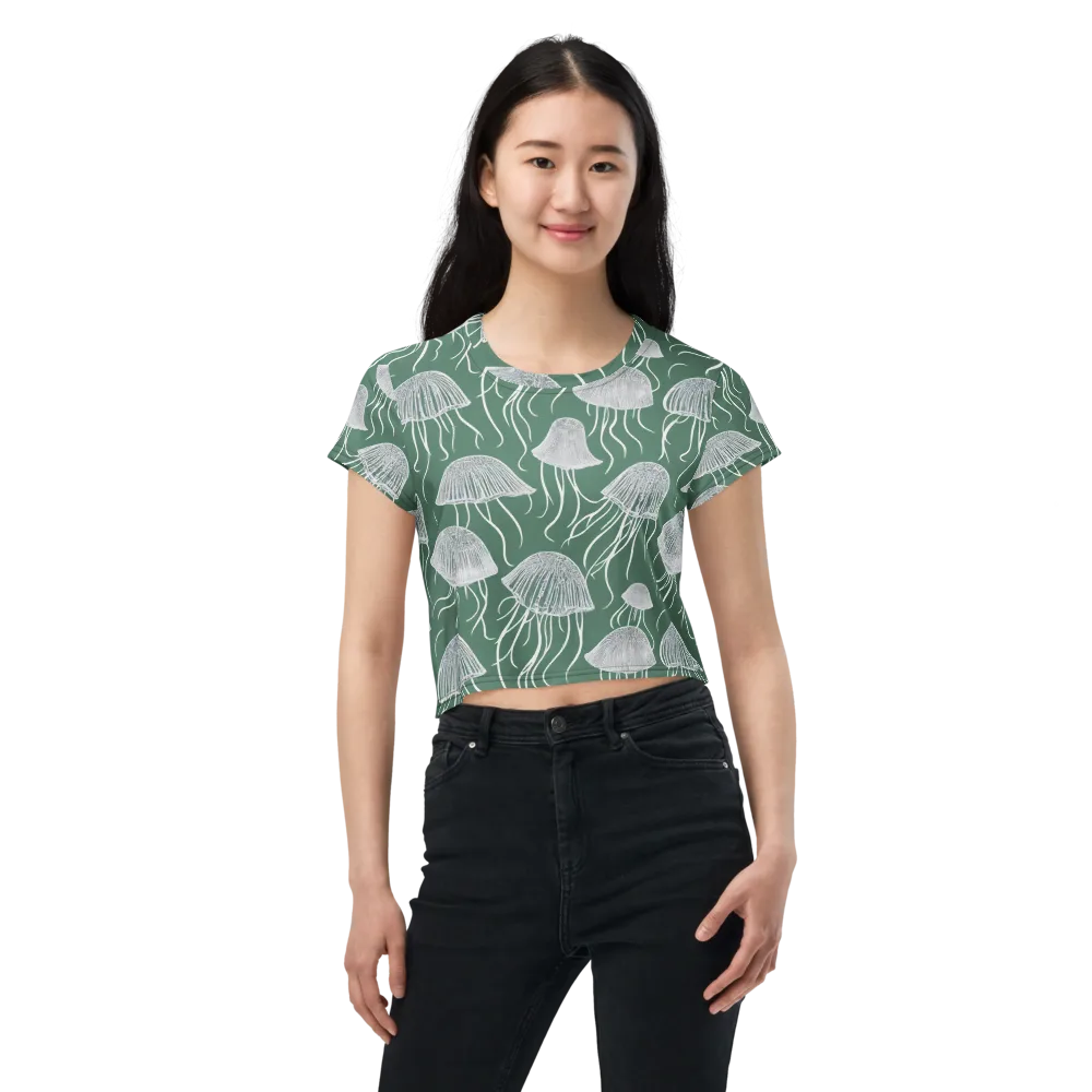 Seafoam Drift on Crop Tee — Front
