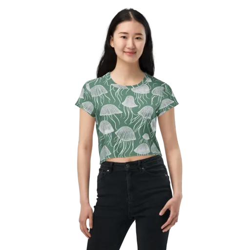 Seafoam Drift on a Crop Tee