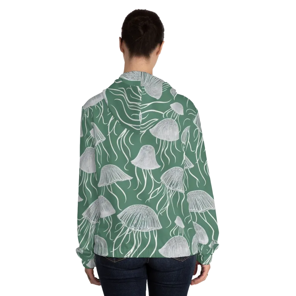 Seafoam Drift on Women's Full-Zip Hoodie — Back On Person
