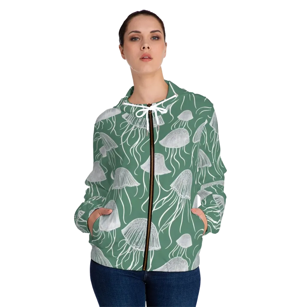 Seafoam Drift on Women's Full-Zip Hoodie — Front On Person